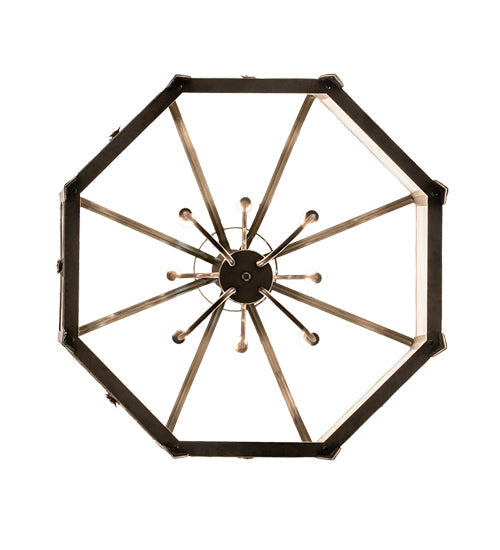 Meyda Lighting Cardiff 42" 8-Light Umber Patina & Antique Distressed Gold Pendant Light With Vintage & Gold Shade Glass
