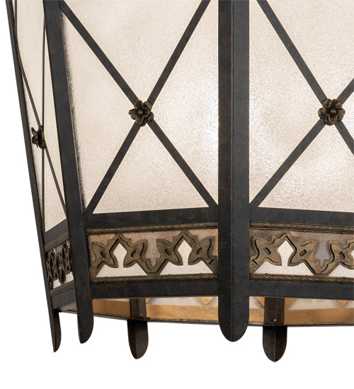 Meyda Lighting Cardiff 42" 8-Light Umber Patina & Antique Distressed Gold Pendant Light With Vintage & Gold Shade Glass