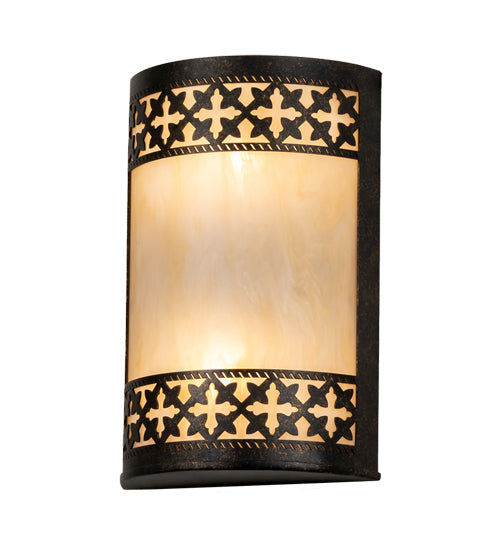 Meyda Lighting Cardiff 8" 2-Light Golden Bronze Wall Sconce With Beige Sahara Taupe Idalight Shade