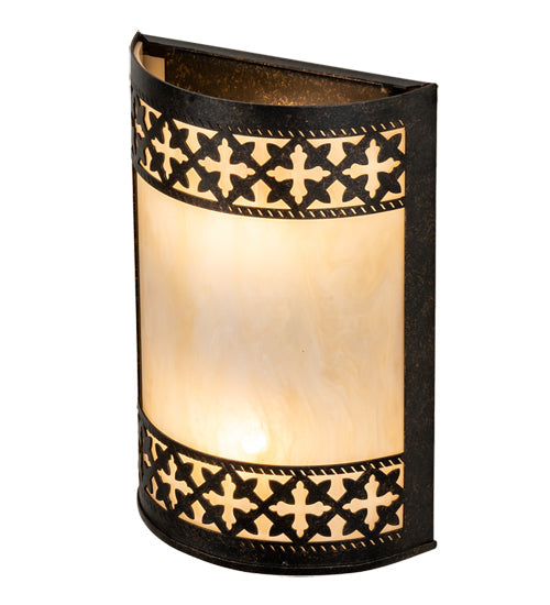 Meyda Lighting Cardiff 8" 2-Light Golden Bronze Wall Sconce With Beige Sahara Taupe Idalight Shade