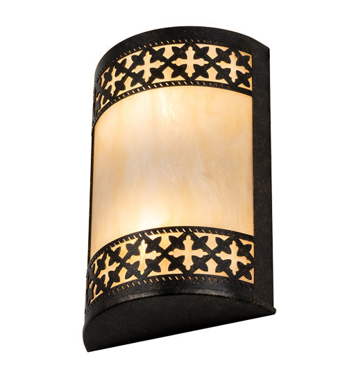 Meyda Lighting Cardiff 8" 2-Light Golden Bronze Wall Sconce With Beige Sahara Taupe Idalight Shade