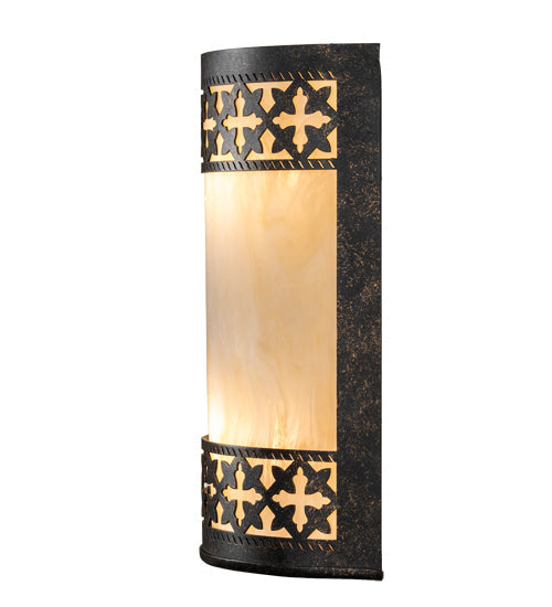 Meyda Lighting Cardiff 8" 2-Light Golden Bronze Wall Sconce With Beige Sahara Taupe Idalight Shade