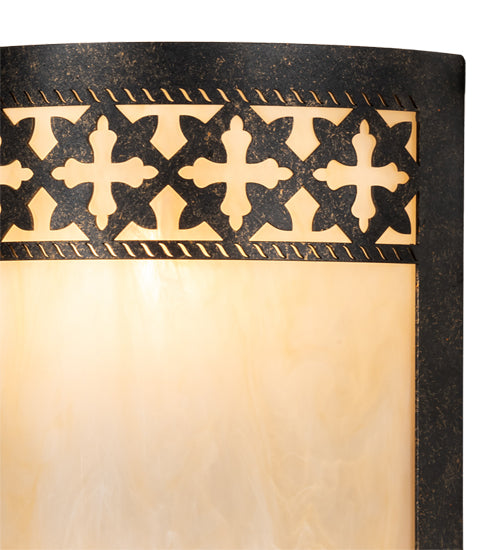 Meyda Lighting Cardiff 8" 2-Light Golden Bronze Wall Sconce With Beige Sahara Taupe Idalight Shade