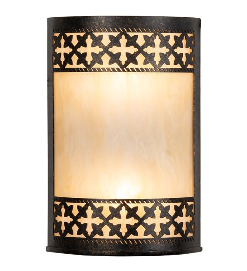 Meyda Lighting Cardiff 8" 2-Light Golden Bronze Wall Sconce With Beige Sahara Taupe Idalight Shade