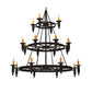 Meyda Lighting Carella 60" 20-Light 3-Tier Dark Roast Chandelier With Amber Faux Candlelight