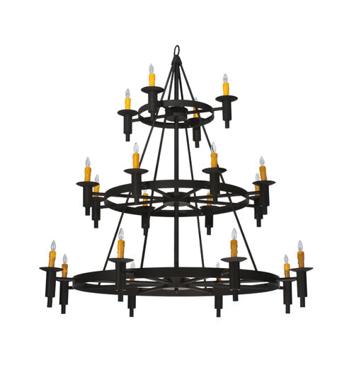 Meyda Lighting Carella 60" 20-Light 3-Tier Dark Roast Chandelier With Amber Faux Candlelight