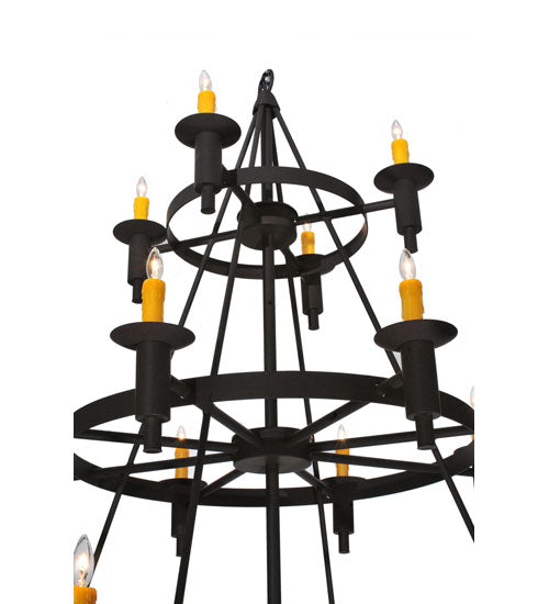 Meyda Lighting Carella 60" 20-Light 3-Tier Dark Roast Chandelier With Amber Faux Candlelight