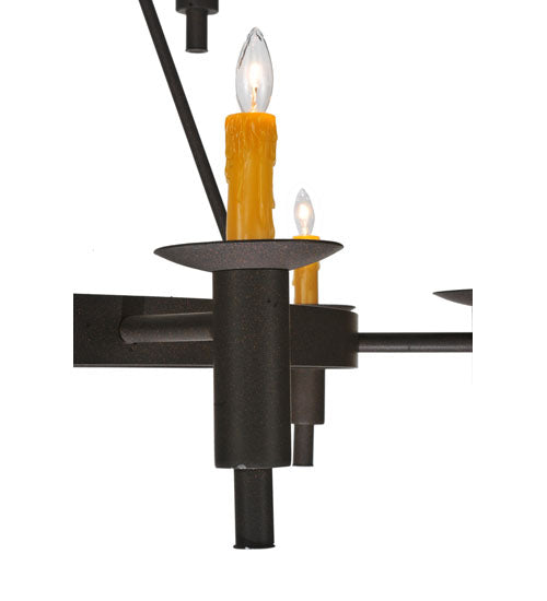 Meyda Lighting Carella 60" 20-Light 3-Tier Dark Roast Chandelier With Amber Faux Candlelight