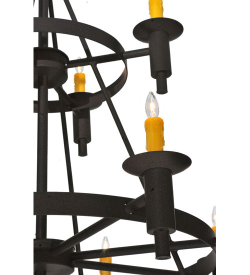 Meyda Lighting Carella 60" 20-Light 3-Tier Dark Roast Chandelier With Amber Faux Candlelight