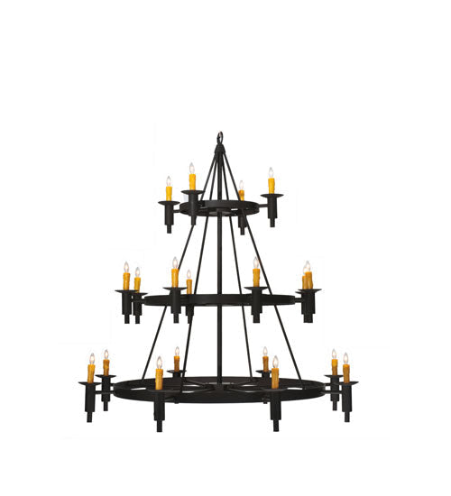 Meyda Lighting Carella 60" 20-Light 3-Tier Dark Roast Chandelier With Amber Faux Candlelight