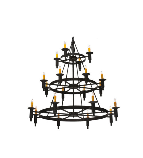 Meyda Lighting Carella 60" 20-Light 3-Tier Dark Roast Chandelier With Amber Faux Candlelight