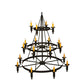 Meyda Lighting Carella 60" 20-Light 3-Tier Dark Roast Chandelier With Amber Faux Candlelight