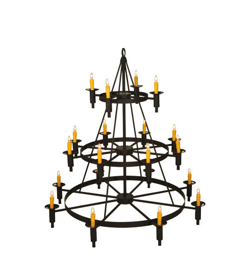 Meyda Lighting Carella 60" 20-Light 3-Tier Dark Roast Chandelier With Amber Faux Candlelight