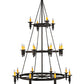 Meyda Lighting Carella 60" 20-Light 3-Tier Dark Roast Chandelier With Amber Faux Candlelight Shade