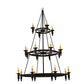 Meyda Lighting Carella 60" 20-Light 3-Tier Dark Roast Chandelier With Amber Faux Candlelight Shade