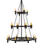 Meyda Lighting Carella 60" 20-Light 3-Tier Dark Roast Chandelier With Amber Faux Candlelight Shade
