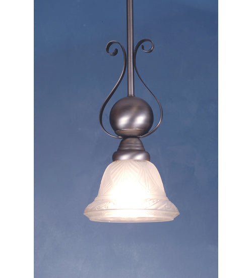 Meyda Lighting Carlisle 7" Satin Pewter Mini Pendant Light With Clear Etched Shade Glass