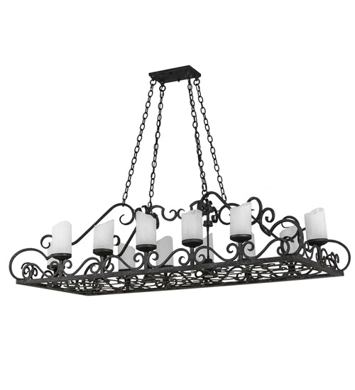 Meyda Lighting Carlotta 254701 66" 14-Light Smoke Island Chandelier With Whitestone Idalight Shade