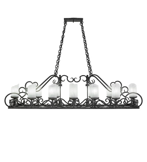 Meyda Lighting Carlotta 254701 66" 14-Light Smoke Island Chandelier With Whitestone Idalight Shade