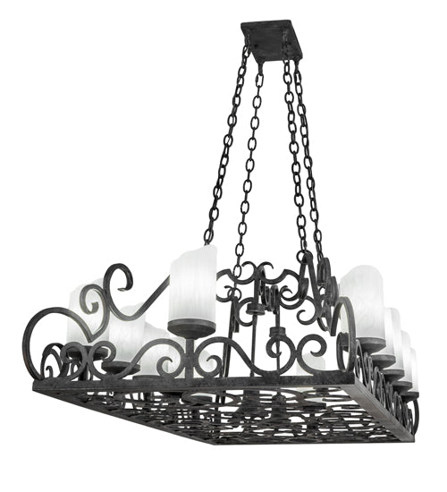 Meyda Lighting Carlotta 254701 66" 14-Light Smoke Island Chandelier With Whitestone Idalight Shade