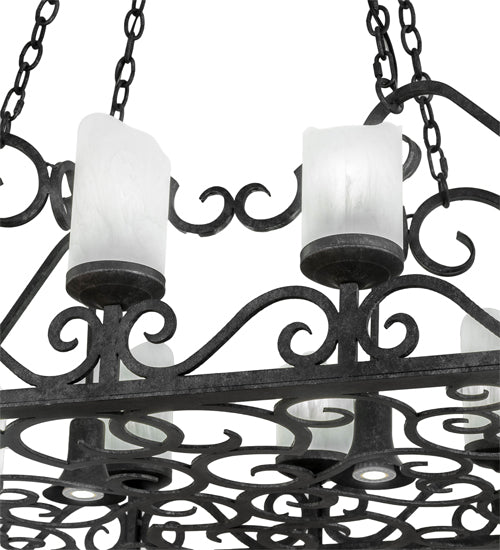 Meyda Lighting Carlotta 254701 66" 14-Light Smoke Island Chandelier With Whitestone Idalight Shade
