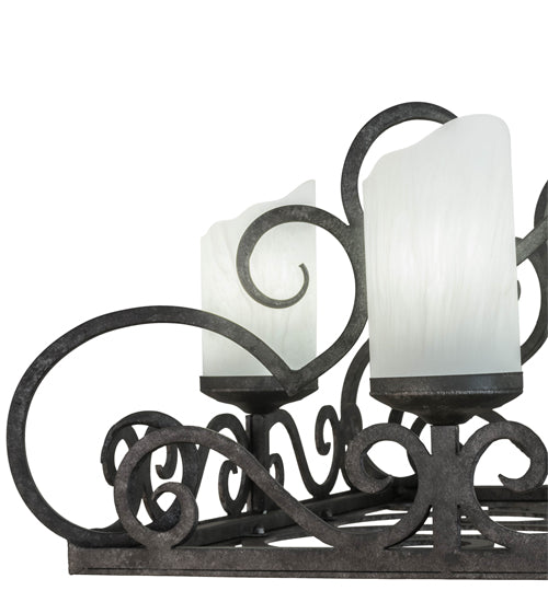 Meyda Lighting Carlotta 254701 66" 14-Light Smoke Island Chandelier With Whitestone Idalight Shade