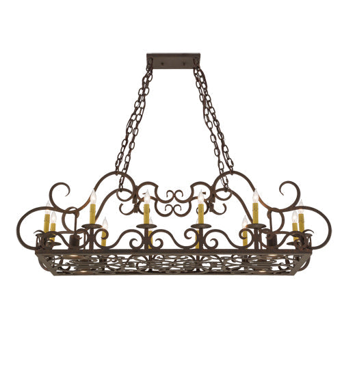 Meyda Lighting Carlotta 48" 16-Light Gilded Tobacco Pendant Light With Ivory Faux Candlelight