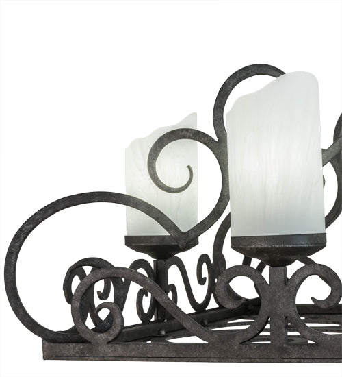 Meyda Lighting Carlotta 66" 14-Light Smoke Island Chandelier With Whitestone Idalight Shade Glass