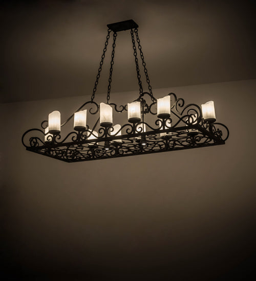 Meyda Lighting Carlotta 66" 14-Light Smoke Island Chandelier With Whitestone Idalight Shade Glass