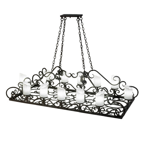 Meyda Lighting Carlotta 66" 14-Light Smoke Island Chandelier With Whitestone Idalight Shade Glass