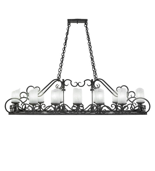 Meyda Lighting Carlotta 66" 14-Light Smoke Island Chandelier With Whitestone Idalight Shade Glass