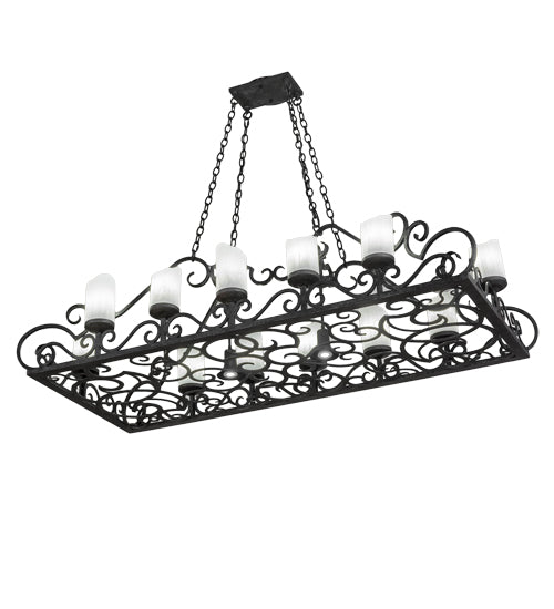 Meyda Lighting Carlotta 66" 14-Light Smoke Island Chandelier With Whitestone Idalight Shade Glass