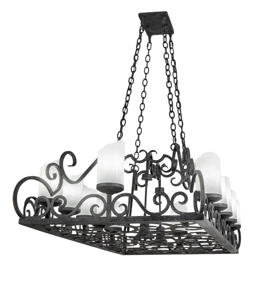 Meyda Lighting Carlotta 66" 14-Light Smoke Island Chandelier With Whitestone Idalight Shade Glass