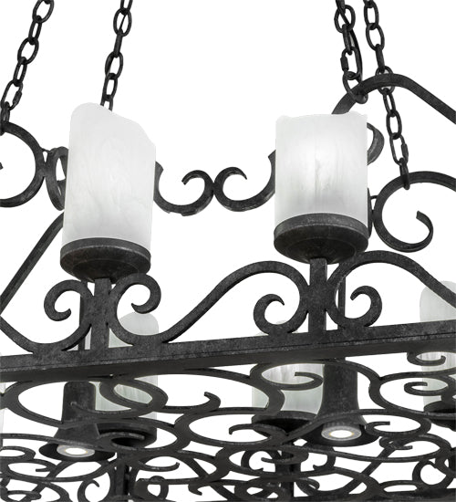 Meyda Lighting Carlotta 66" 14-Light Smoke Island Chandelier With Whitestone Idalight Shade Glass