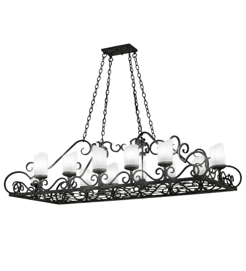 Meyda Lighting Carlotta 66" 14-Light Smoke Island Chandelier With Whitestone Idalight Shade Glass