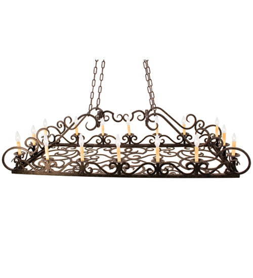 Meyda Lighting Carlotta 66" 16-Light Chestnut Island Pendant Light With Ivory Faux Candlelight
