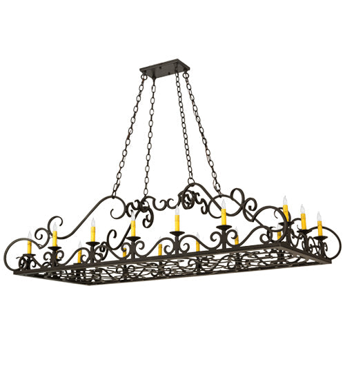 Meyda Lighting Carlotta 66" 16-Light Timeless Bronze Chandelier With Amber Faux Candlelight