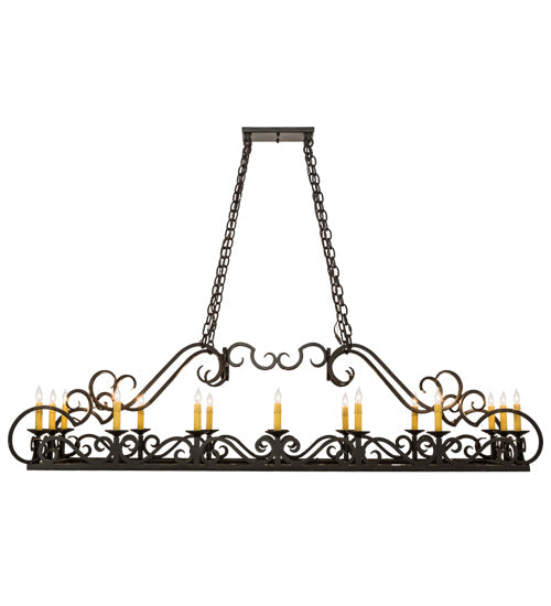 Meyda Lighting Carlotta 66" 16-Light Timeless Bronze Chandelier With Amber Faux Candlelight