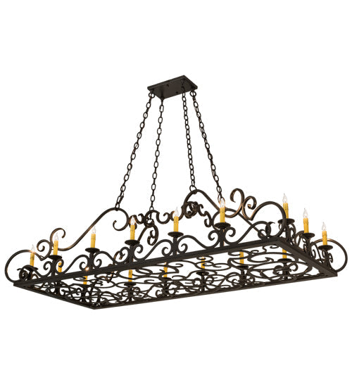 Meyda Lighting Carlotta 66" 16-Light Timeless Bronze Chandelier With Amber Faux Candlelight
