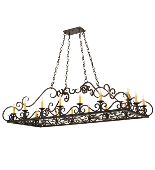 Meyda Lighting Carlotta 66" 16-Light Timeless Bronze Chandelier With Amber Faux Candlelight