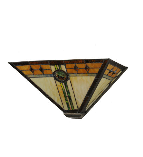 Meyda Lighting Carlsbad Mission 16" 2-Light Antique Bronze Wall Sconce With Multi-Colored Shade Glass