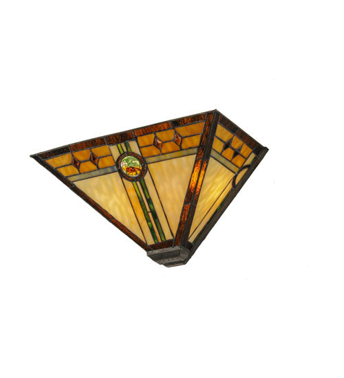Meyda Lighting Carlsbad Mission 16" 2-Light Antique Bronze Wall Sconce With Multi-Colored Shade Glass