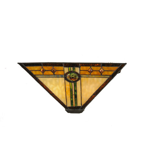 Meyda Lighting Carlsbad Mission 16" 2-Light Antique Bronze Wall Sconce With Multi-Colored Shade Glass