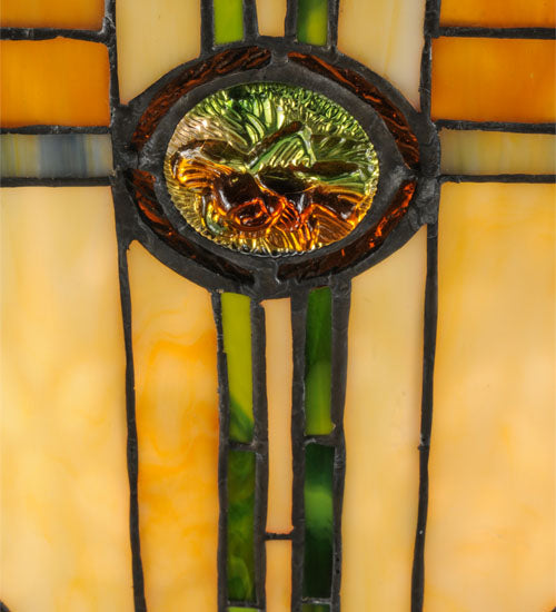 Meyda Lighting Carlsbad Mission 16" 2-Light Antique Bronze Wall Sconce With Multi-Colored Shade Glass