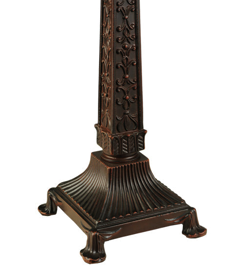 Meyda Lighting Carlsbad Mission 27" 2-Light Mahogany Bronze Table Lamp With Multi-Colored Shade Glass
