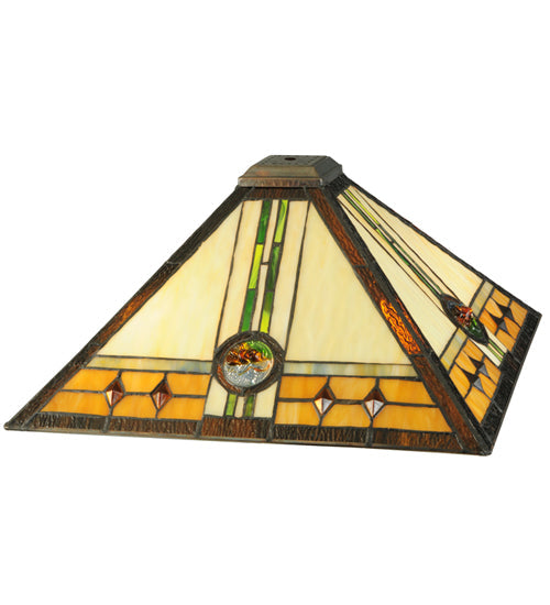Meyda Lighting Carlsbad Mission 27" 2-Light Mahogany Bronze Table Lamp With Multi-Colored Shade Glass