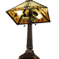 Meyda Lighting Carlsbad Mission 27" 2-Light Mahogany Bronze Table Lamp With Multi-Colored Shade Glass