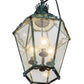 Meyda Lighting Carnaby 18" 3-Light Craftsman Verdigris Pendant Light With Clear Shade Glass