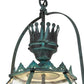 Meyda Lighting Carnaby 18" 3-Light Craftsman Verdigris Pendant Light With Clear Shade Glass