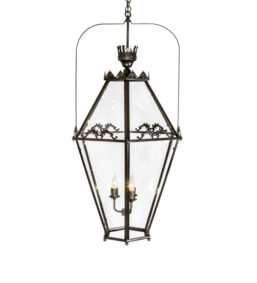 Meyda Lighting Carnaby 26" 3-Light Solar Black Pendant Light With Clear Shade Glass